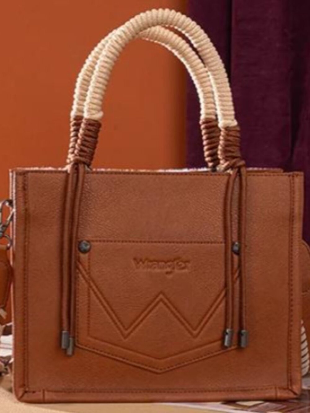 Wrangler Cow Print Tote Crossbody Bag Brown NWT - Picture 4 of 5